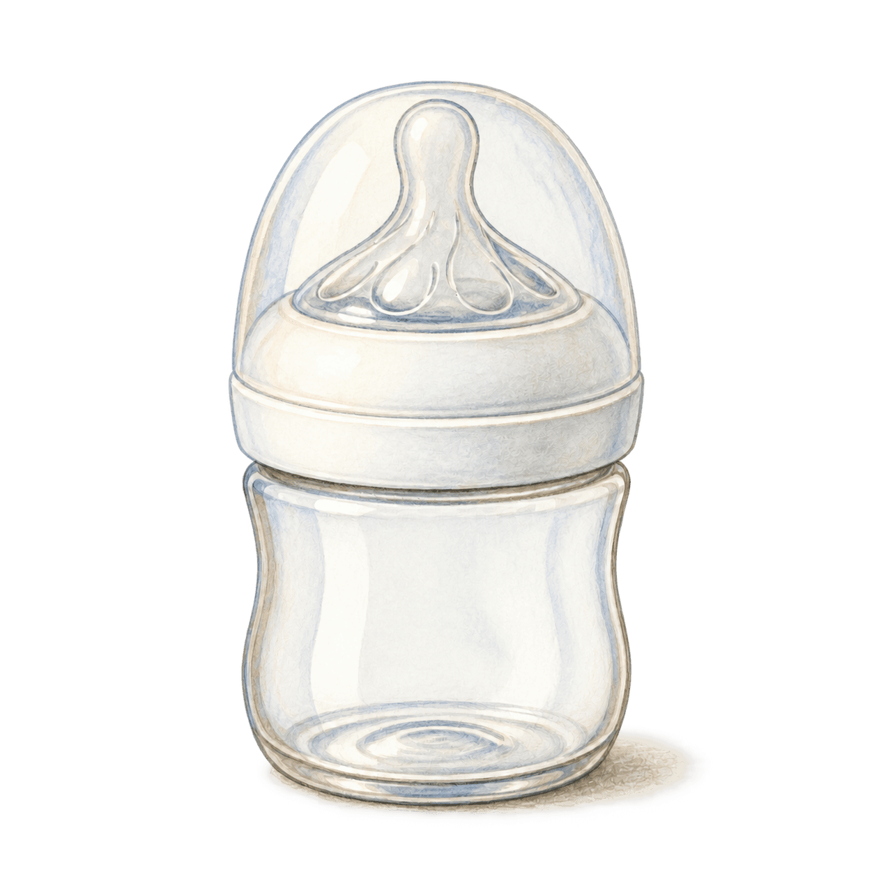 Original illustration of a wide-neck baby bottle